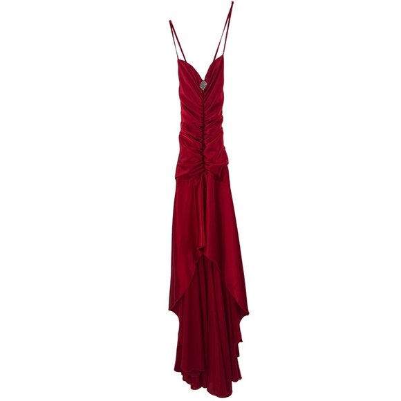 Jessica McClintock Gunne Sax Size 1 Satin Strappy Back Formal Gown High Low - Picture 1 of 11